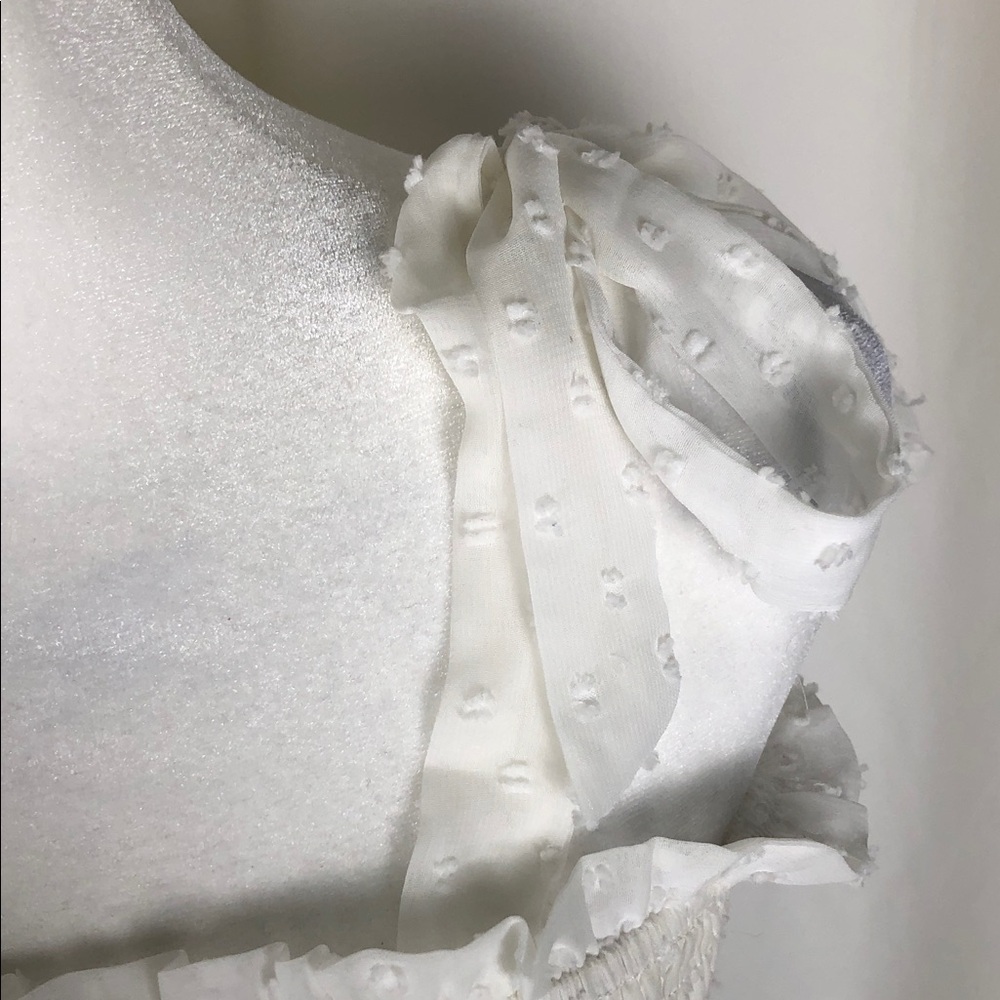 White Smocked Maxi Dress with Tie Straps Sz M (DJ4) - Picture 5 of 10